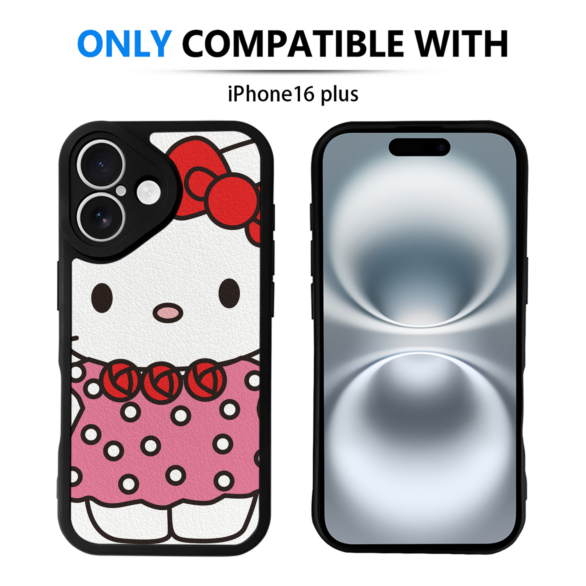 （画像用） Hello Kitty ハローキティ 【iPhone 16シリーズ対応】シリコンスマホケース（レザー調） 材質：シリコン